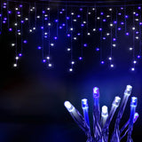 20M Christmas Lights Icicle Light 800 LED Blue White Decor Jingle Jollys - Low Angle