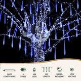 7M Jingle Jollys Icicle LED Christmas Lights with 288 Bulbs - Meteor Shower Effect - Top-Down View