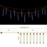 Jingle Jollys 7M Christmas Lights Shower Light 288 LED Icicle Falling Metor - Front View