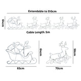 Tinseltown Christmas Light LED Motif Rope Lights Santa Riding 4 Reindeer - Low Angle