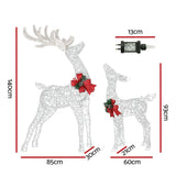 170 LED Jingle Jollys Reindeer Fairy Lights - 2 Pack Christmas Decor - Front View