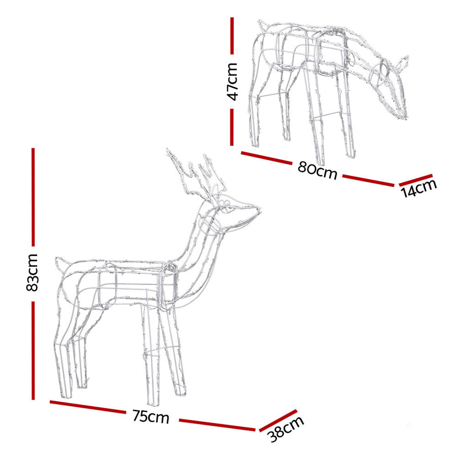 2 PCS Christmas Lights Reindeers 200 LED Decorations Jingle Jollys, LED Lights