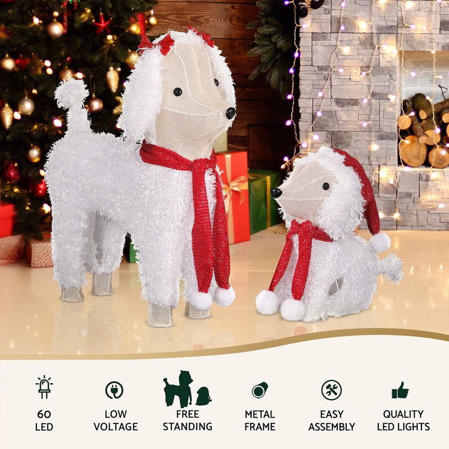 Jingle Jollys Christmas Lights 60 LED Fairy Light 2pcs Dog Decorations Set