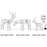 3 PCS Christmas Lights Reindeers 250 LED Decorations Jingle Jollys - Front View