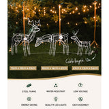 3 PCS Christmas Lights Reindeers 250 LED Decorations Jingle Jollys - Side View