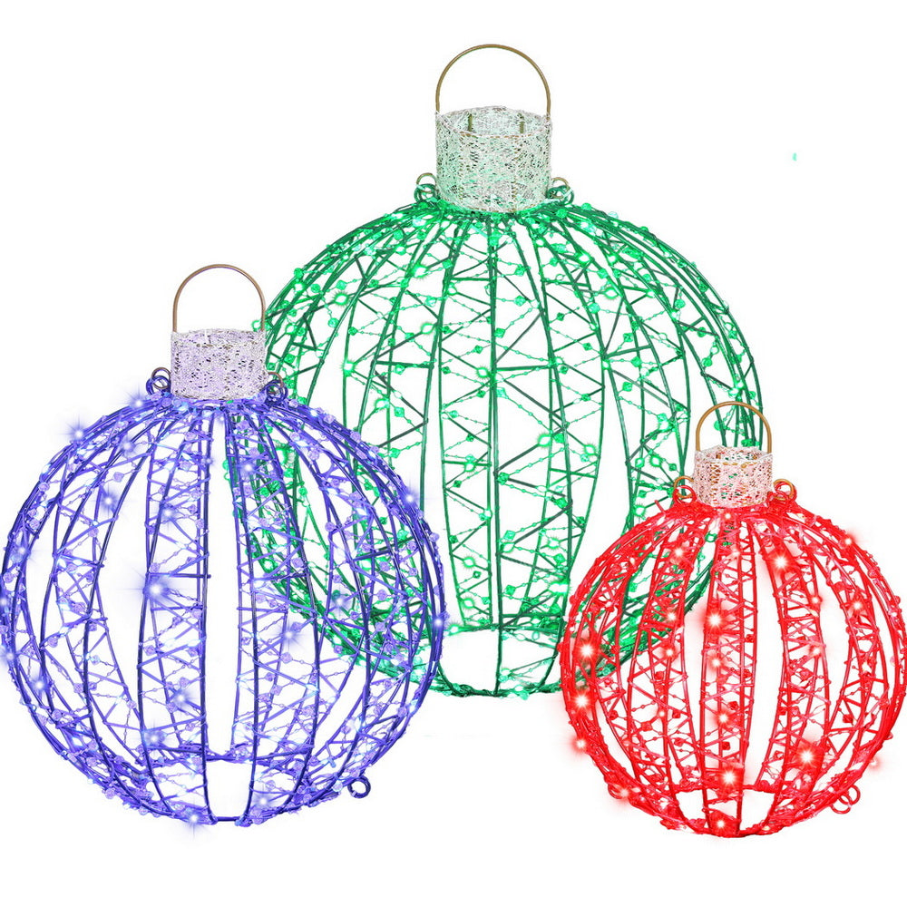 Jingle Jollys Christmas Lights 320 LED Fairy Light 3pcs Ball Decorations Set