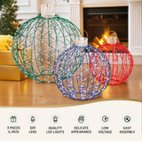 Jingle Jollys Christmas Lights 320 LED Fairy Light 3pcs Ball Decorations Set - Top-Down View