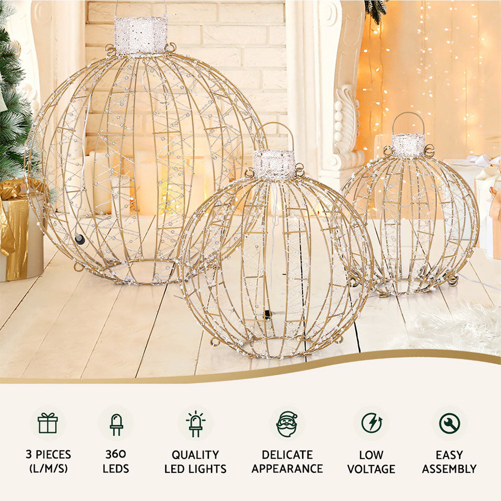 3-Piece 360 LED Jingle Jollys Christmas Fairy Light Ball Set
