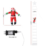 Jingle Jollys Christmas Ladder Lights Santa 3.4m 328LED Hanging Decor Warm White - Front View