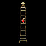 Jingle Jollys Christmas Ladder Lights Santa 3.4m 328LED Hanging Decor Warm White - Side View
