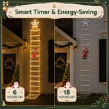 Jingle Jollys Christmas Ladder Lights Santa 3.4m 328LED Hanging Decor Warm White - 45-Degree Angle