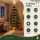 Jingle Jollys Christmas Ladder Lights Santa 3.4m 328LED Hanging Decor Warm White - Rear View