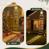 Jingle Jollys Christmas Ladder Lights Santa 3.4m 328LED Hanging Decor Warm White - Low Angle