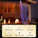 Jingle Jollys 3.5M Christmas Lights 300 LED Ladder Light with Santa Claus Decor - 45-Degree Angle