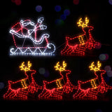 1X Christmas Lights Reindeer Sleigh 806 LED Decorations Jingle Jollys - Low Angle