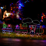 Magical 2.1M LED Train Motif Christmas Lights - Jingle Jollys Holiday Decor - Low Angle