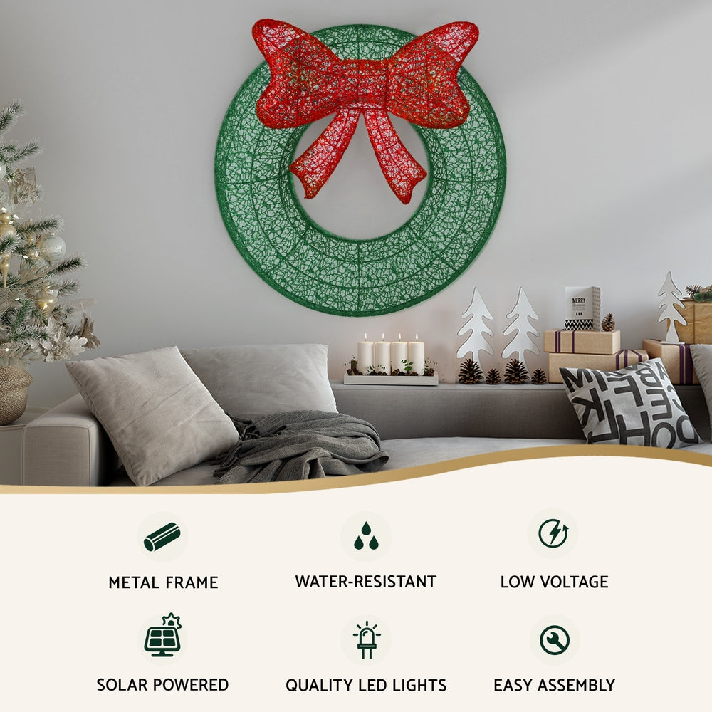 Solar-Powered 50 LED Christmas Wreath Lights - Jingle Jollys Holiday Decor
