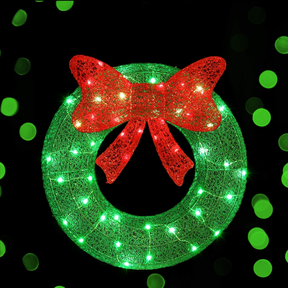 Solar-Powered 50 LED Christmas Wreath Lights - Jingle Jollys Holiday Decor