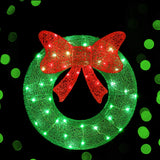Solar-Powered 50 LED Christmas Wreath Lights - Jingle Jollys Holiday Decor - Rear View