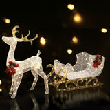 215 LED Christmas Lights Reindeer Sleigh Decorations Jingle Jollys - Low Angle
