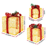 3 PCS Christmas Lights Gift Box Set Set 48 LED Decorations Jingle Jollys - Front View
