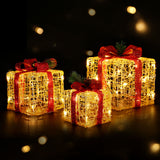 3 PCS Christmas Lights Gift Box Set Set 48 LED Decorations Jingle Jollys - Close-Up Angle