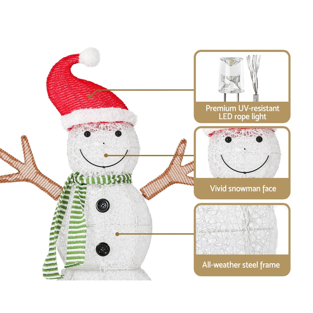 Animated LED Snowman Christmas Lights - 0.97M Holiday Decoration with 80 Warm-White Bulbs