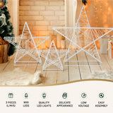 3 PCS Christmas Lights 900 LED Fairy Light Star Decorations Jingle Jollys - Top-Down View