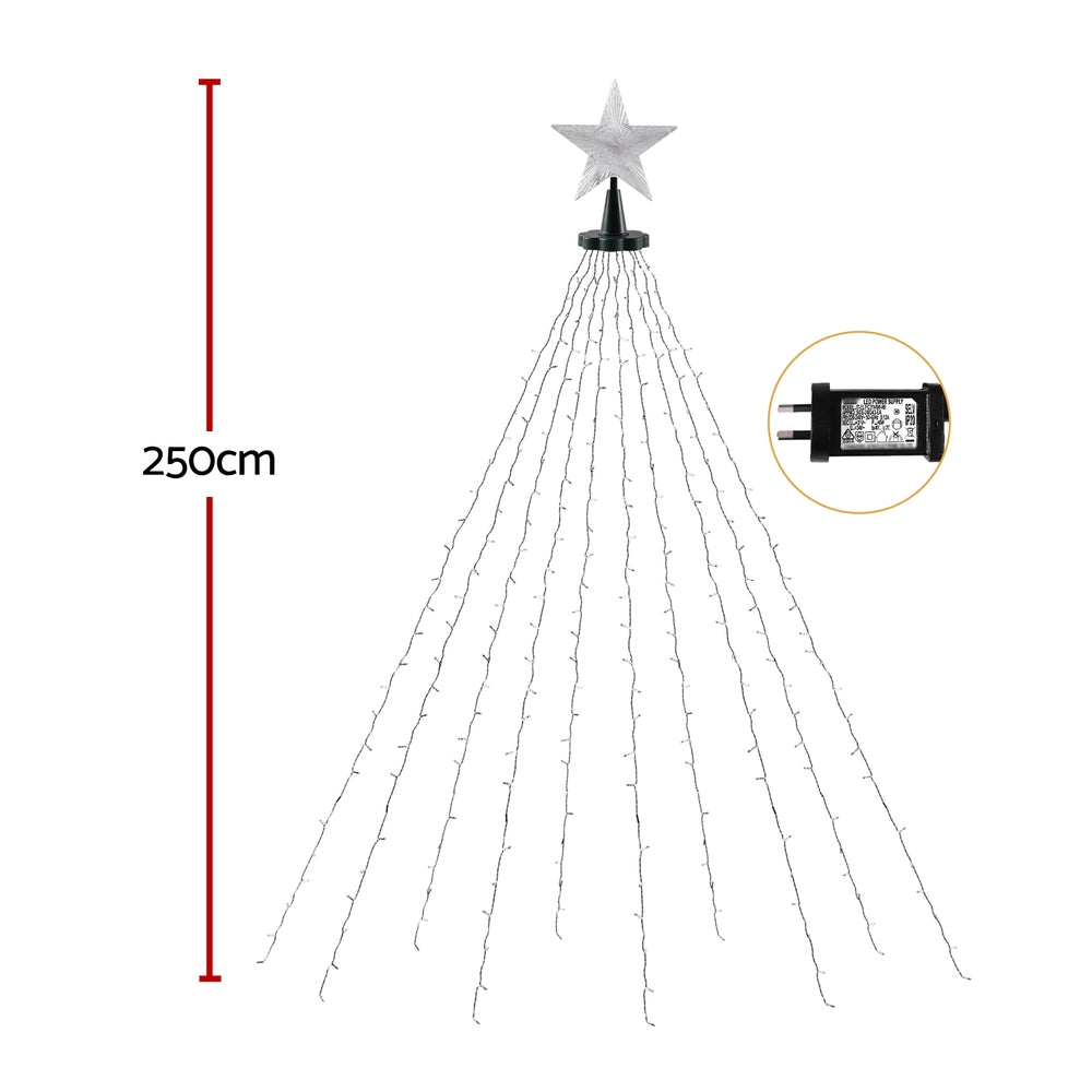 Jingle Jollys 2.5M Christmas Lights Waterfall String Light 300 LED Star Topper