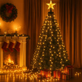 Jingle Jollys 2.5M Christmas Lights Waterfall String Light 300 LED Star Topper - Close-Up Angle