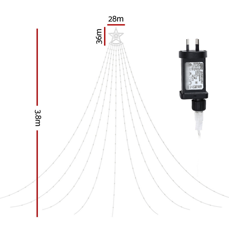 Jingle Jollys 3.8M Christmas Lights Waterfall String Light 340 LED