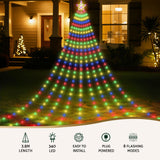 Jingle Jollys 3.8M Christmas Lights Waterfall String Light 340 LED - Top-Down View