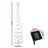 8ft Enchanted Solar-Powered LED Christmas Tree with Twinkling Lights - Front View