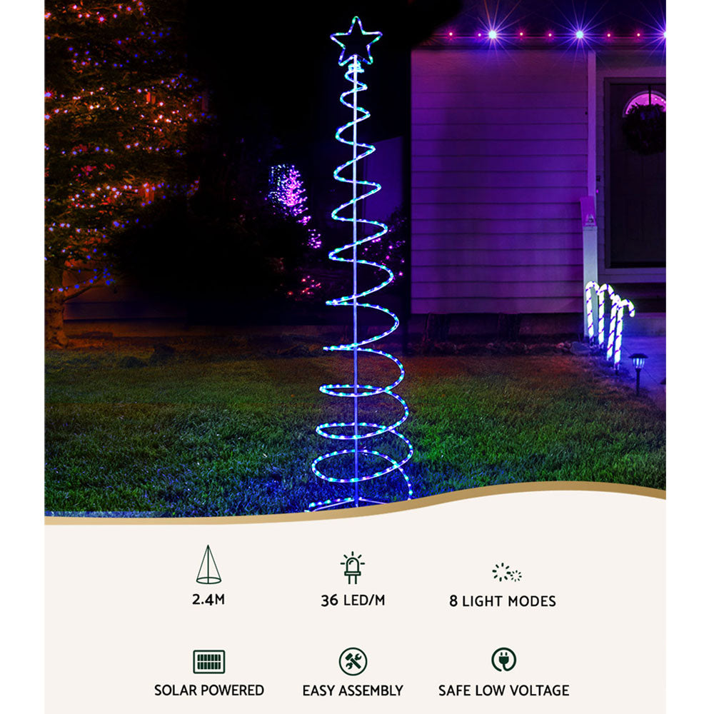 8ft Enchanted Solar-Powered LED Christmas Tree with Twinkling Lights