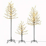 Jingle Jollys 3 Pack LED Christmas Tree Lighted Birch Tree Indoor Outdoor Xmas Decor Warm White - Top-Down View