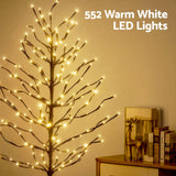 Jingle Jollys 3 Pack LED Christmas Tree Lighted Birch Tree Indoor Outdoor Xmas Decor Warm White - 45-Degree Angle