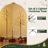 Jingle Jollys 3 Pack LED Christmas Tree Lighted Birch Tree Indoor Outdoor Xmas Decor Warm White - Rear View