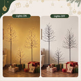 Jingle Jollys 3 Pack LED Christmas Tree Lighted Birch Tree Indoor Outdoor Xmas Decor Warm White - Low Angle
