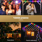 Jingle Jollys Christmas Lights 5Mx3M Net String Light 600 LED Colourful Beads - Rear View
