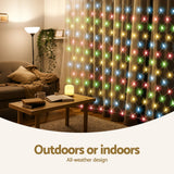 Jingle Jollys Christmas Lights 5Mx3M Net String Light 600 LED Colourful Beads - Close-Up Angle