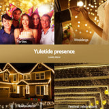 Magical 3Mx2M Warm White LED Net Fairy Lights - 504 Bulbs, 8 Modes, Solar Powered - 45-Degree Angle