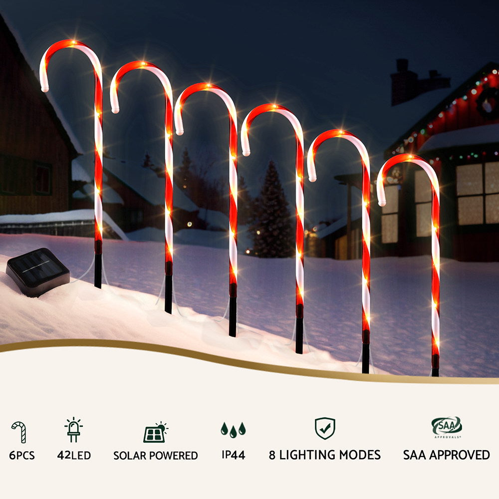Jingle Jollys 6-Piece Warm-White LED Christmas Path Lights for Festive Illumination