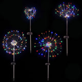Jingle Jollys 4 Pack Christmas Path Lights Solar Firework Garden Decoration Multicolour - Side View