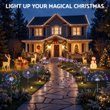Jingle Jollys 4 Pack Christmas Path Lights Solar Firework Garden Decoration Multicolour - Low Angle