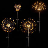 Jingle Jollys 4 Pack Christmas Lights Solar Firework Outdoor Garden Lights DIY Decoration Warm White - Side View