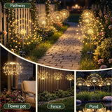 Jingle Jollys 4 Pack Christmas Lights Solar Firework Outdoor Garden Lights DIY Decoration Warm White - Rear View