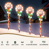 4 PCS Christmas Lights Path Ground Light Garden Decorations 68 LED Jingle Jollys - Top-Down View