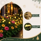Jingle Jollys Christmas Lights Solar Firefly Lights Garden Decoration Path Lights Warm White 3 Pack - Top-Down View