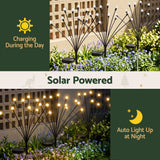 Jingle Jollys Christmas Lights Solar Firefly Lights Garden Decoration Path Lights Warm White 3 Pack - Rear View