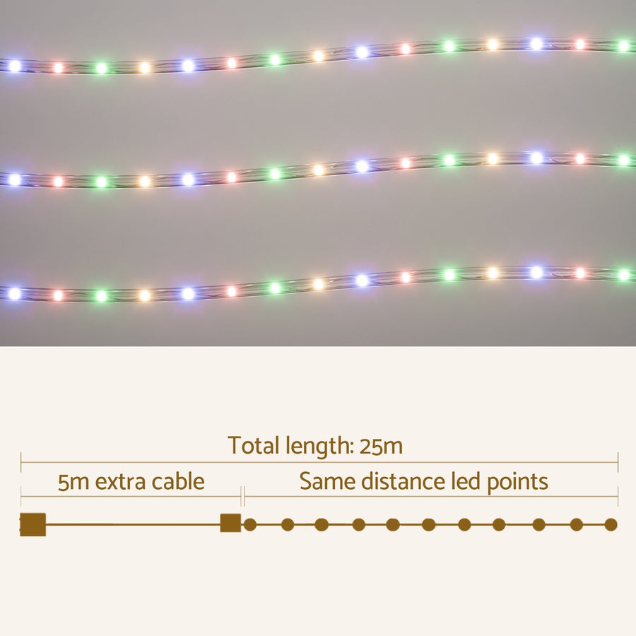 20M Christmas Lights String Rope Light Decorations 600 LED Colorful Jingle Jollys